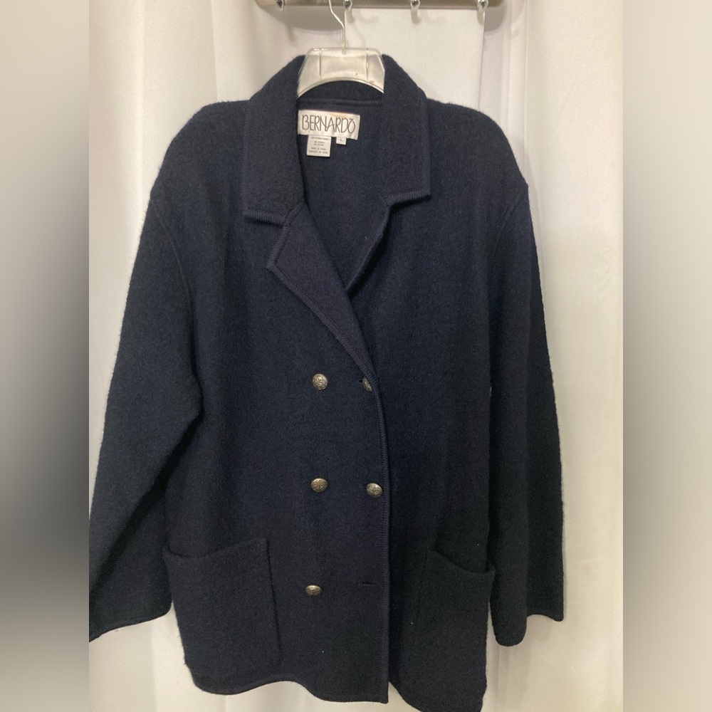 Women's BERNARDO Double Breasted Wool Cardigan Jacket Size L EUC